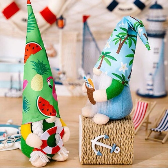 NWT Adorable Summer Beach Party Adjustable Hat Gnome Decoration 🌴🥥 - Picture 4 of 7
